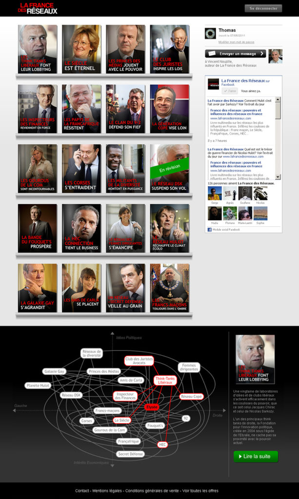 La France des Réseaux webdocumentaire du journaliste Vincent Nouzille, site internet avec carte interactive